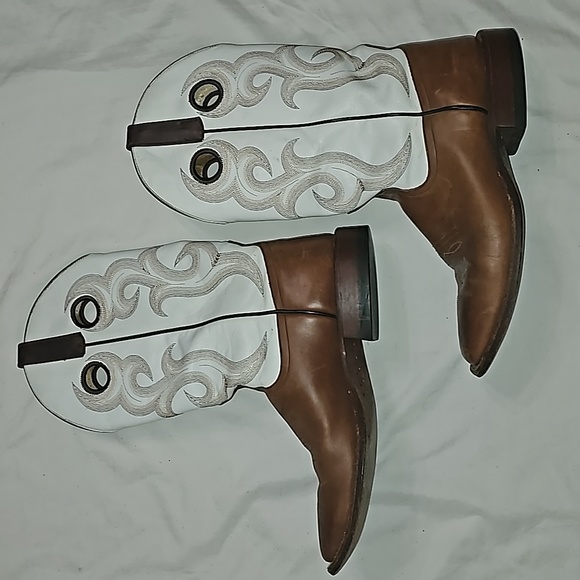 Western boots 100% leather white & brown square toe sz 11 D - Picture 11 of 11